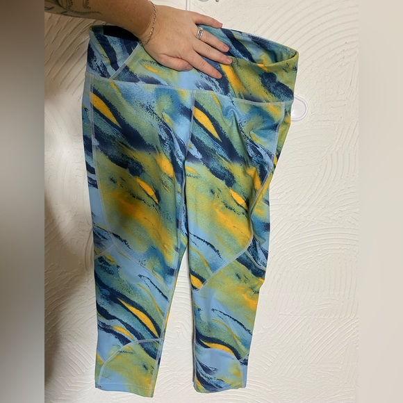 Oakley Workout Capris Large Blue/Yellow - Picture 5 of 5